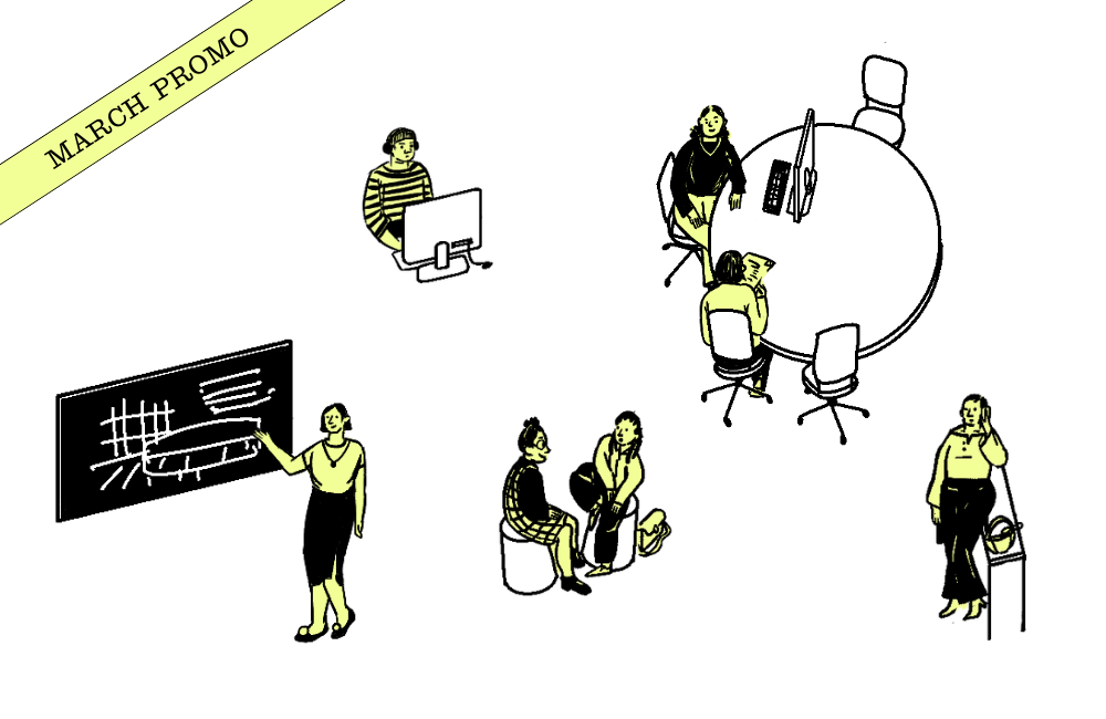 Illustration of women doing different tasks.